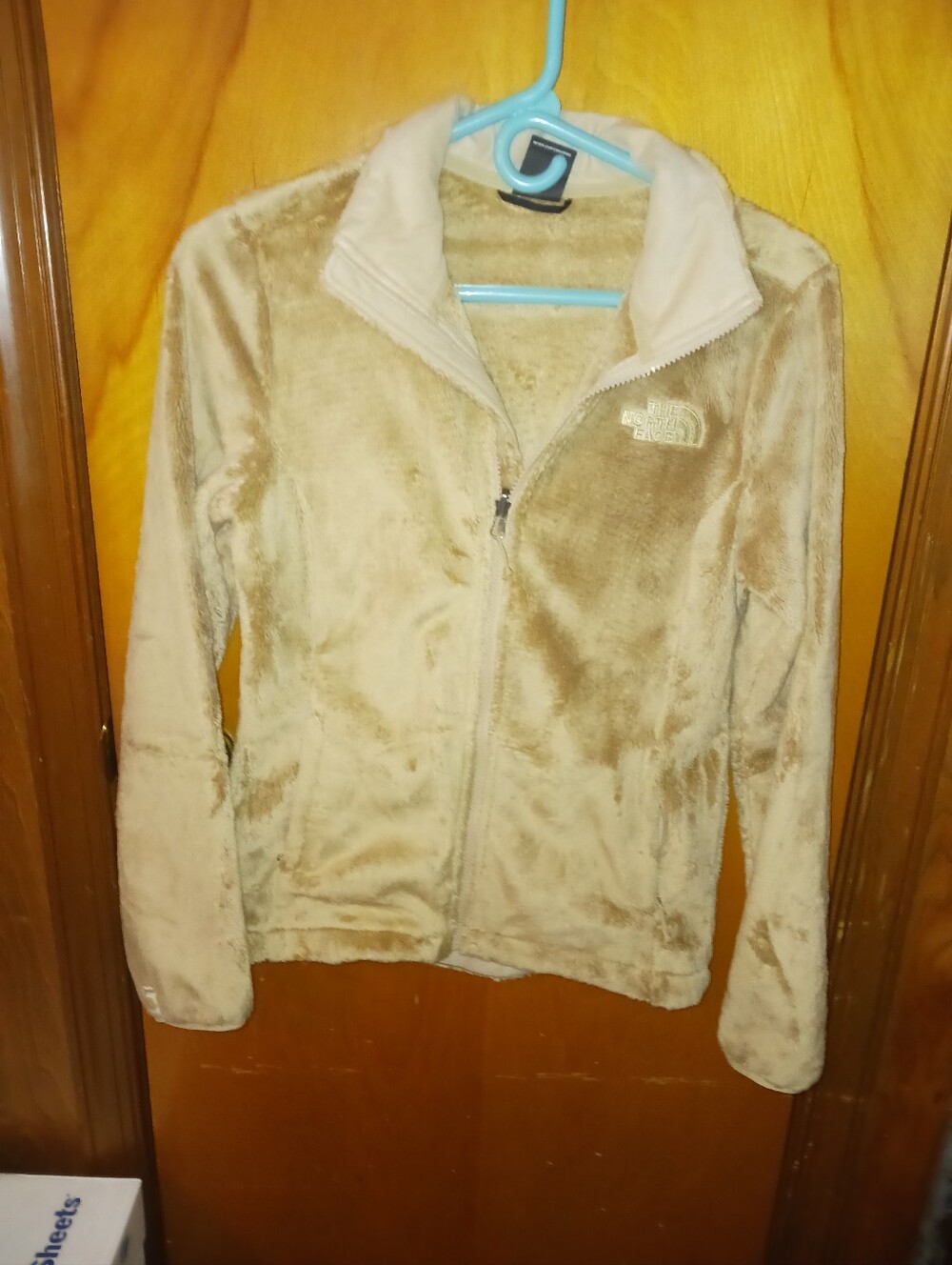 The North Face Women's Plush Zip-Up Teddy Jacket in Light Tan
